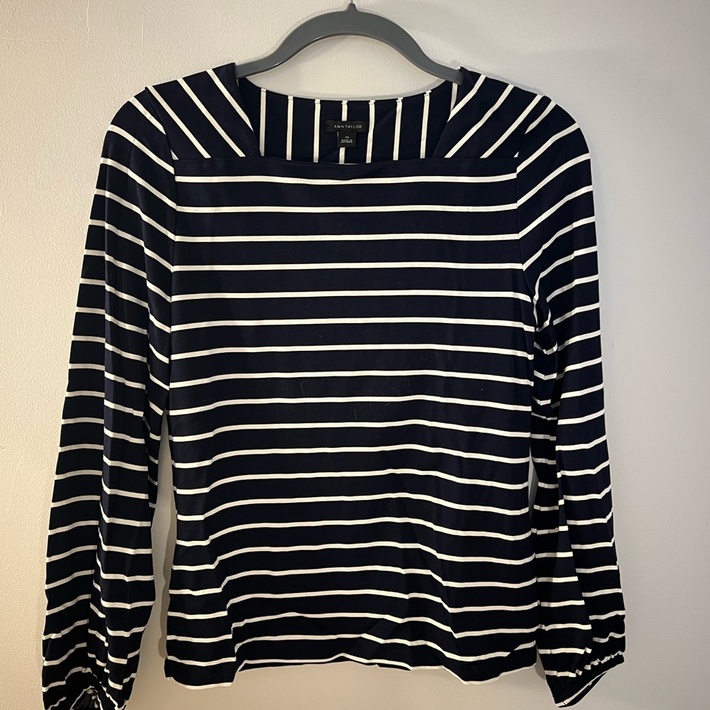 Ann Taylor Striped Blue Blouse